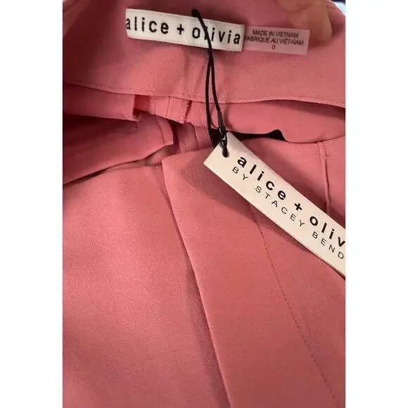 Alice + Olivia 0 Pants High Waist Wide Leg Crop in Rose Stacy Bendet NEW